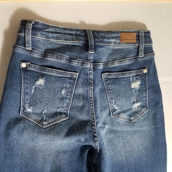 JUDY BLUE DISTRESS STRAIGHT LEG RAINBOW JEANS SIZE 3/26 - Picture 11 of 16